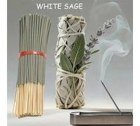 Bâtons de sauge blanche naturelle - Vert élégant, convient pour la méditation, la maison, le studio de yoga, les festivals - Compatible avec le porte-encens - Bâtons de purification en vrac, décoratio