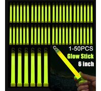 Bâtons lumineux avec crochet, 1 à 50 pièces, lumière fluorescente de 6 pouces pour randonnée Camping en plein air, bâtons lumineux d'urgence pour Concert et fête 5PCS White