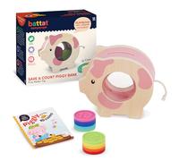 Battat Education - Tirelire Save & Count, Cochon éducatif à Compter | Comprend 1 tirelire, 10 pièces numérotées arc-en-ciel et 1 livre de jeux; compter, couleurs, motricité fine; 18 mois et +