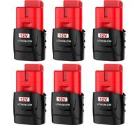batterie 12V M12 - Batterie de rechange pour tournevis/outils électriques - Li-Ion 3500mAh (3,5Ah) - 18650 éléments - Pack de 6 - Bleu ciel