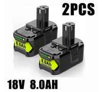 Batterie 18 V pour outils électriques - Batterie de rechange Ni-Cd - 8 000 mAh - compatible avec Ryobi One+ P102, P103, P104, P105 - lot de 2