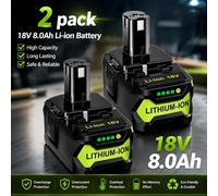 Batterie 18 V pour outils électriques - Batterie de rechange P108, P104, P107, P109 - 8,0 Ah, 8 000 mAh, Li-Ion - Lot de 2