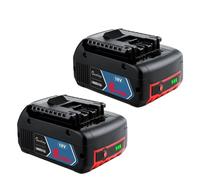 Batterie 18V Bosch, rechargeable, professionnelle 6ah Li-Ion, remplacement de Bat609, 2 batteries 6Ah