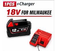 Batterie 18V pour M18 - Batterie de remplacement Li-Ion - 12,0 Ah, grande capacité - Coffret comprenant 1 batterie + 1 chargeur - Pour outils sans fil - Livraison en Europe