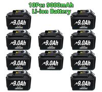 Batterie 18V pour Makita - Batterie de remplacement BL1830, BL1840, BL1850, BL1860 - Lithium-ion - Haute capacité 9000mAh - Lot de 10
