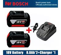 Batterie 18V pour outils électriques - Batterie lithium-ion pour outils 8,0Ah - Coffret comprenant 2 batteries de 8000mAh - Chargeur inclus - Batterie de remplacement rechargeable