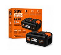 Batterie 20 V 6,0 Ah compatible avec le Worx PowerShare WA3639 – Batterie Li-Ion haute performance avec indicateur LED – Batterie de rechange pour les outils électriques Worx 20 V