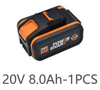 Batterie 20 V - Batterie de rechange Li-Ion - 8,0 Ah 8 000 mAh - Compatible avec les modèles WX390, WX176, WX166.4, WX372.1, WX800, WX678, WX550, WX532, WG894E, WG629E, WG329E et WG2 - 1 pièce