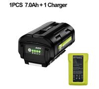 Batterie 40 V et chargeur - Kit Li-Ion - 7,0 Ah / 7 000 mAh - Compatible avec les modèles OP4050, RY40200, OP4026 et RY40430 - 1 batterie + 1 chargeur - Violet