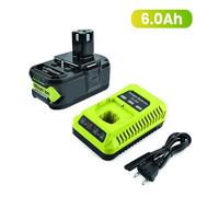 Batterie 6.0Ah avec Chargeur Compatible Ryobi One RB18L50 Lithium-ion P108