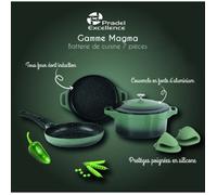 BATTERIE 7-EN-1 24 CM EMPILABLE FONTE D'ALU VERT-GRIS - MAGMA - PRADEL EXCELLENCE - FONTE D'ALUMINIUM - TOUS FEUX DONT INDUCTION