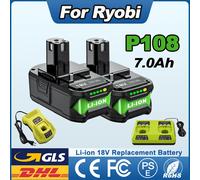 Batterie 7Ah pour RYOBI P108 18V Plus, outils électriques Li-ion 18 volts, P108 P104 P107 RB18L50 RB18L20 BPL1815 RB18L40 4 7.0Ah Battery