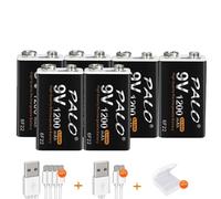 Batterie 9V rechargeable, capacité 1200mAh, charge USB, 9V, 6 pièces batterie 9V