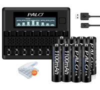 Batterie AAA rechargeable, capacité de 1100 mAh, chargeur intelligent inclus, 8 batteries et 1 chargeur
