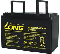 Batterie AGM 12V 100Ah, modèle KPH100-12AN de Kung Long, avec bornes M6, longue durée de vie