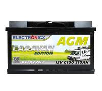 Batterie AGM Décharge Lente 12V 110Ah C100 - Sans Entretien, Étanche, Résistante aux Vibrations - Batterie Solaire 12V pour Campin