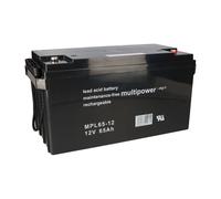 Batterie AGM Multipower MPL65-12, longue durée de vie, 12V, 65Ah, avec connexion vissée M6, pour onduleurs, alimentation de secours et systèmes de sécurité
