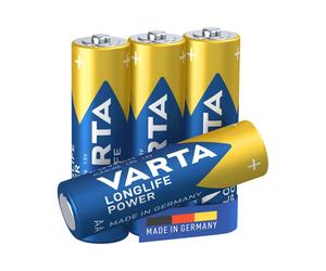 Batterie Alcaline Varta 4906/4B AA/LR6 1.5V - Pack de 4, Dimensions 14.5x50.5mm, Poids 23.8g, Type Cylindrique, Usage Unique, Fabriquée en Allemagne