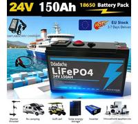 Batterie au lithium 18650 24V 150 ampères-heure rechargeable pour véhicule électrique solaire + chargeur 25,2 volts 2 ampères, batterie d'alimentation adaptée pour machine de désherbage, sous-batterie