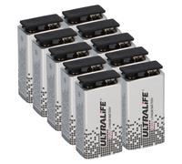 Batterie au lithium 9V Ultralife U9VL-J-P, bloc de 1200mAh - compatible avec les détecteurs de fumée et les équipements de sécurité