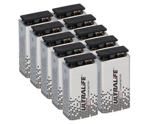 Batterie au lithium 9V Ultralife U9VL-J-P, bloc de 1200mAh - compatible avec les détecteurs de fumée et les équipements de sécurité