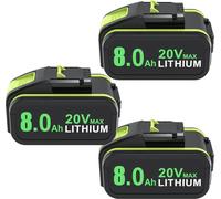 Batterie au lithium, capacité 8000 mAh, tension 20 V, 3 batteries