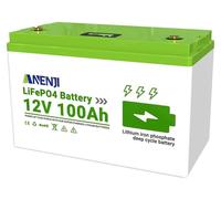 Batterie au lithium-fer-phosphate, capacité de 100 Ah, compatible avec l'énergie solaire, ANJ-12V-100AH-S