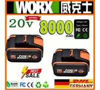 Batterie au lithium-ion Fit WORX Powershare 20V 8Ah WA3644, haute performance et longue durée de vie, compatible avec tous les outils WORX Worx 8AhX1-1charger