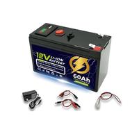 Batterie au Lithium LiFePO4 12 V 60-150 Ah avec BMS intégré for la Recharge Solaire, Les Applications Marines, Le Camping et Les environnements Hors réseau.(12V 60Ah)