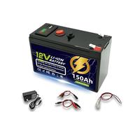 Batterie au Lithium LiFePO4 12 V 60-150 Ah avec BMS intégré for la Recharge Solaire, Les Applications Marines, Le Camping et Les environnements Hors réseau.(12V 150Ah)