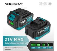 Batterie au Lithium Rechargeable à affichage numérique 18V 21V, 388VF 15000mAh.928VF 22500mAh. Batterie pour e tronçonneuse, outils électriques 2x388VF-1 Charger