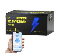 Batterie au lithium Wattcycle 12 V 628 Ah LiFePO4 avec Bluetooth BMS 300 A intégré capacité de 8 038 Wh