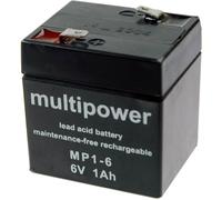 Batterie au plomb 6 V 1 Ah multipower MP1-6 plomb (AGM) (l x H x P) 51 x 55 x 42 mm cosses plates 4,8 mm sans entretien