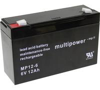 Batterie au plomb 6 V 12 Ah multipower PB-6-12-6,35 plomb (AGM) (l x H x P) 151 x 99 x 50 mm cosses plates 6,35 mm sans entretien, auto-décharge réduite
