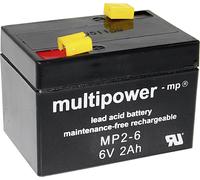 Batterie au plomb 6 V 2 Ah multipower MP2-6 plomb (AGM) (l x H x P) 75 x 53 x 51 mm cosses plates 4,8 mm sans entretien