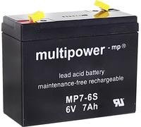 Batterie au plomb 6 V 7 Ah multipower MP7-6S plomb (AGM) (l x H x P) 116 x 99 x 50 mm cosses plates 4,8 mm sans entretien