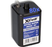 Batterie bloc 80x XCell 4R25C, 6V, 9,5Ah – compatible avec les lampes de chantier, les voyants d'avertissement et les clôtures électriques