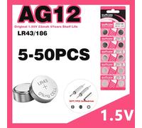 Batterie bouton au Lithium AG12 LR43 1.55V 23mAh, 5 à 50 pièces, SR43 386 V12GA SR1142, Compatible avec les montres, les jouets et les télécommandes