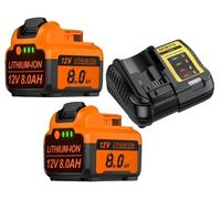 Batterie, capacité de 8 000 mAh, compatible avec divers outils électriques, lot de 2 batteries avec chargeur, 12 V-b