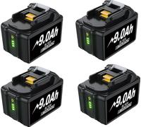 Batterie, capacité de 9000mAh, compatible avec plusieurs outils, 4pcs 9.0ah