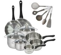 Batterie cuisine 2 poêles 24/28 cm 3 faitouts 16/20/24 cm 3 casseroles 12/16/20 cm 5 ustensiles Fackelmann Geneva