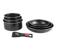 Batterie Cuisine 7 Pièces Aluminium Pressé 3 Poêles 3 Casseroles Poignée Amovible Tous Feux Induction Noir