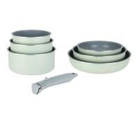 Batterie Cuisine 7 Pièces Vert Sauge, Revêtement Céramique Sans PFAS, Poêles Et Casseroles, Manche Amovible, Induction