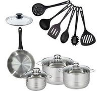 Batterie de cuisine 1 poêle 20 cm et couvercle, 3 faitouts 16/20/24 cm et 6 ustensiles de cuisine Fackelmann Geneva