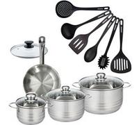 Batterie de cuisine 1 poêle 20 cm et couvercle, 3 faitouts 20/24/16 cm et 6 ustensiles de cuisine Fackelmann Eterna