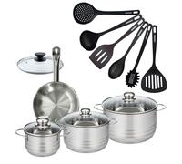 Batterie de cuisine 1 poêle 20 cm et couvercle, 3 faitouts 20/24/16 cm et 6 ustensiles de cuisine Fackelmann Eterna