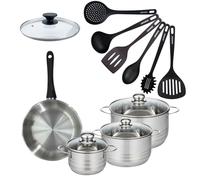 Batterie de cuisine 1 poêle 24 cm et couvercle, 3 faitouts 16/20/24 cm et 6 ustensiles de cuisine Fackelmann Geneva