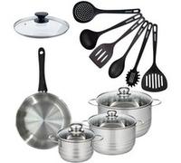 Batterie de cuisine 1 poêle 24 cm et couvercle, 3 faitouts 16/20/24 cm et 6 ustensiles de cuisine Fackelmann Geneva