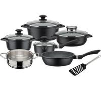Batterie de Cuisine 10 pcs, GSW GOURMET GRANIT, Fonte d'Aluminium, Compatible Induction, Marmites 20 et 24 cm