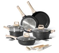 Just Perfecto Batterie de cuisine JL-30 – 10 pièces, antiadhésif granit avec cuiseur vapeur – Noir